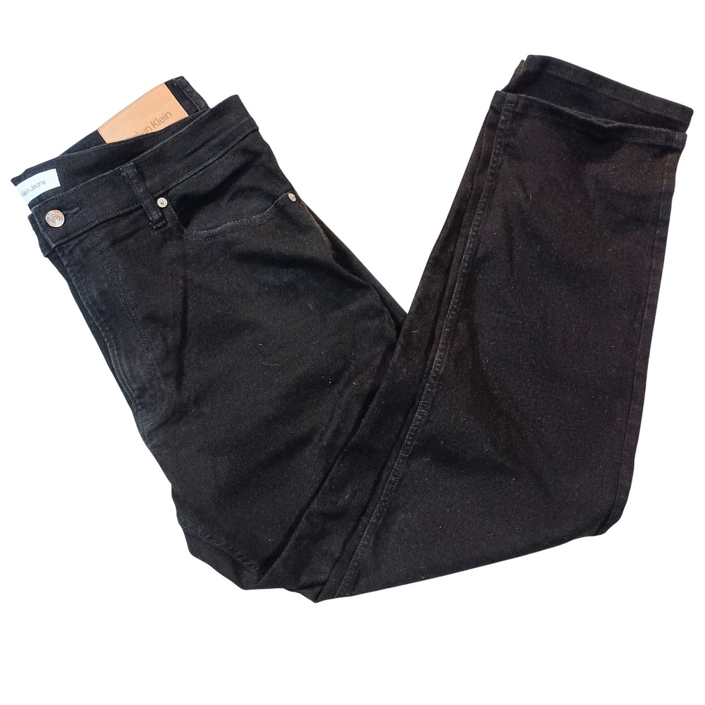 Calvin Klein Men's‎ Black Stretch Denim Jeans Standard Slim Straight Fit SKUM062